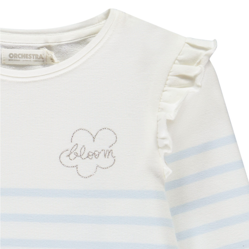 Μακρυμάνικο T-shirt με φαντεζί μαρινιέρα για κορίτσι 