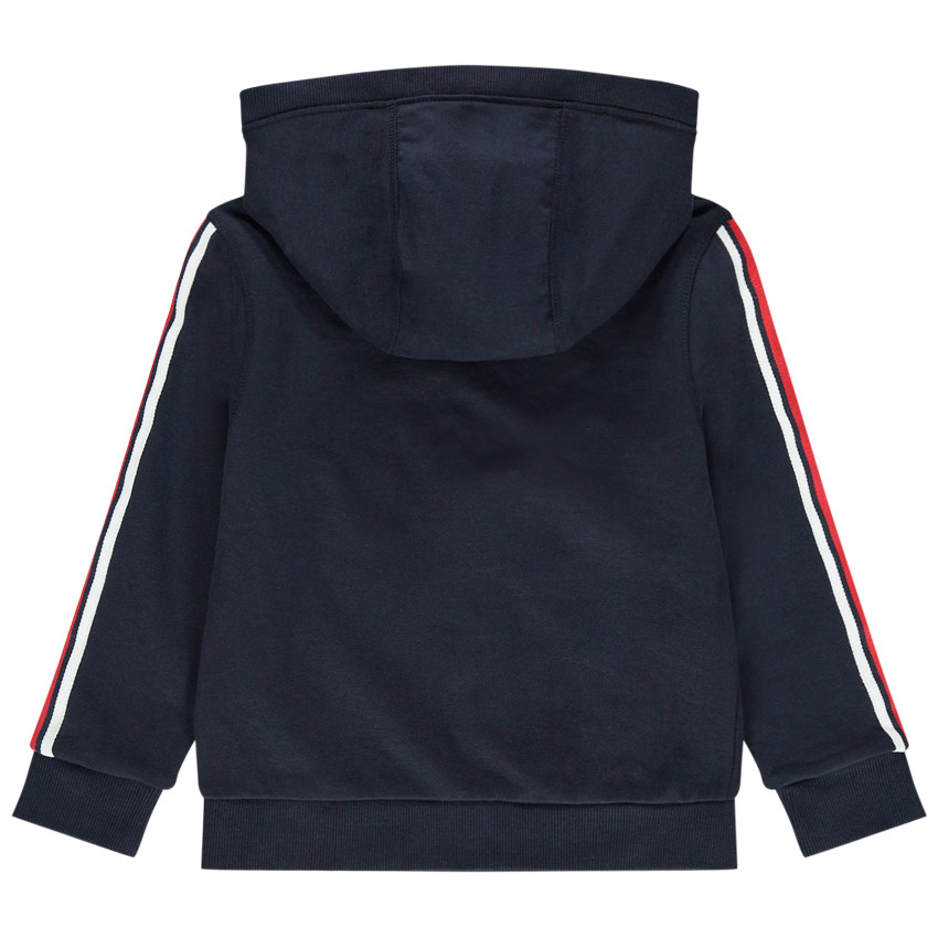 Veste à capuche en molleton avec poche printée et bandes sur les manches 