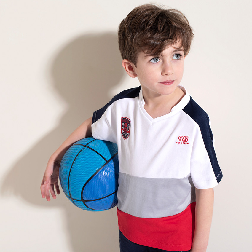 Κοντομάνικη μπλούζα με φαρδιές λωρίδες σε αντίθεση 