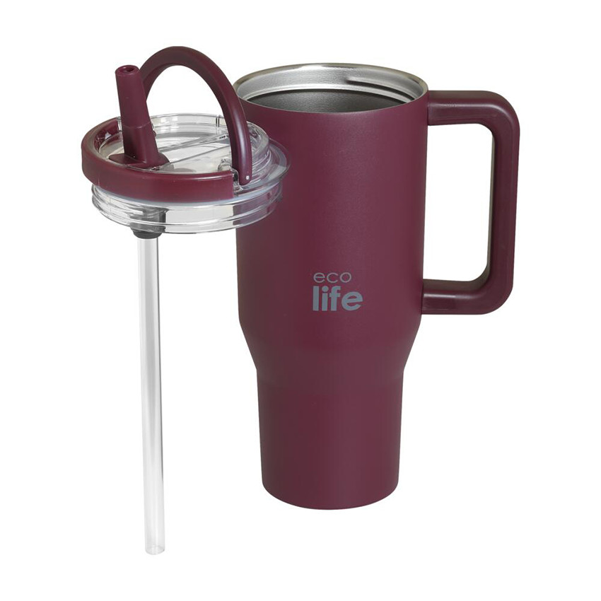 Ποτήρι Με 2 Λαβές Και Καπάκι 900Ml Cranberry 