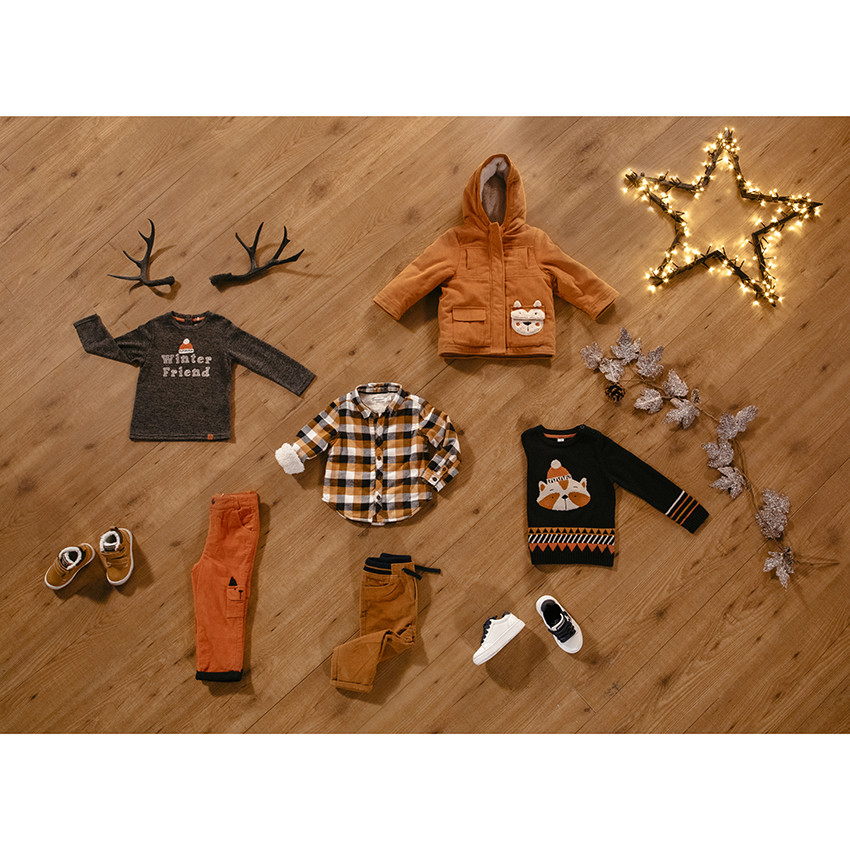 T-shirt manches longues à message printé et détail en bouclette 