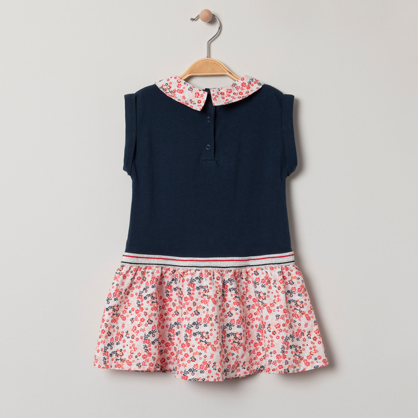 Κοντομάνικο φόρεμα 2 σε 1 με κολάρο Peter Pan και λουλουδάτο σχέδιο 