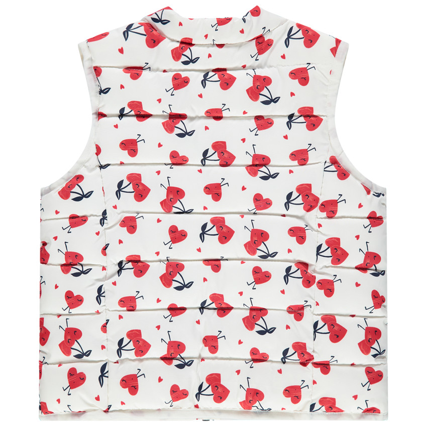 Αμάνικο μπουφάν με καρδούλες σε όλη την επιφάνεια και επένδυση από λεπτό sherpa 