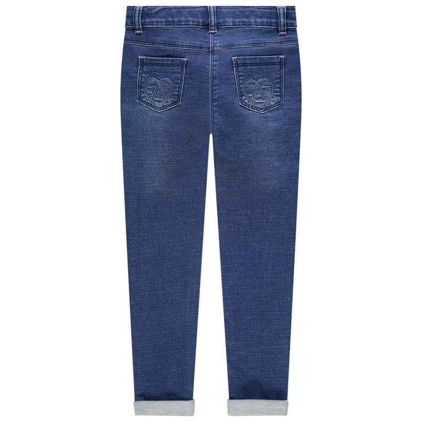 Jean slim effet used με σχέδια και παγιέτες - Μπλέ 