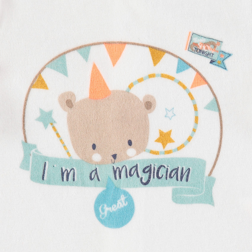 Ολόσωμο βελουτέ φορμάκι με όψη 2 σε 1 και στάμπα αρκουδάκι 