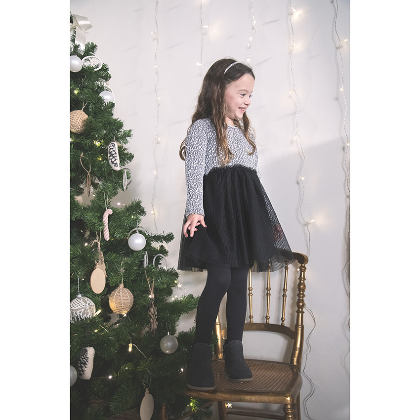 Γιορτινό φόρεμα effet 2 σε 1 με σχέδιο léopard για κορίτσι 