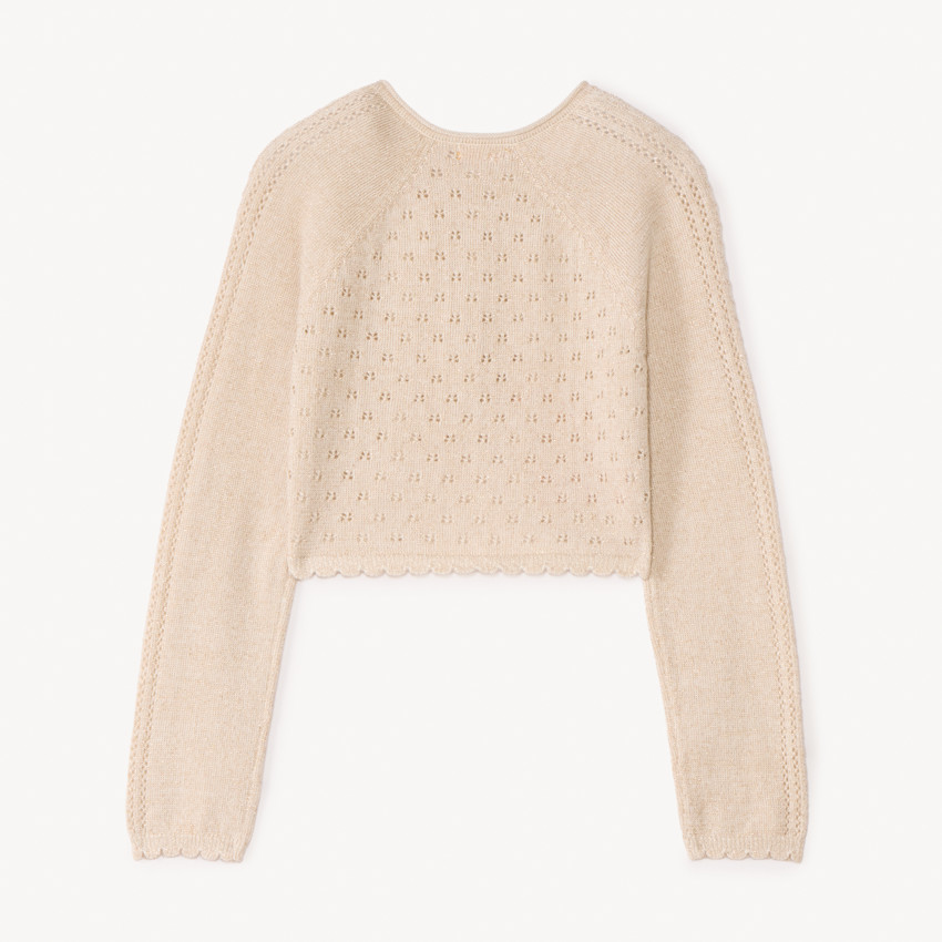 Ζακέτα μπολερό από πλεκτό με σχέδιο αζούρ για κορίτσι 