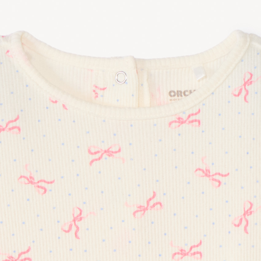 T-shirt à manches longues avec motifs de nœuds pour bébé fille 