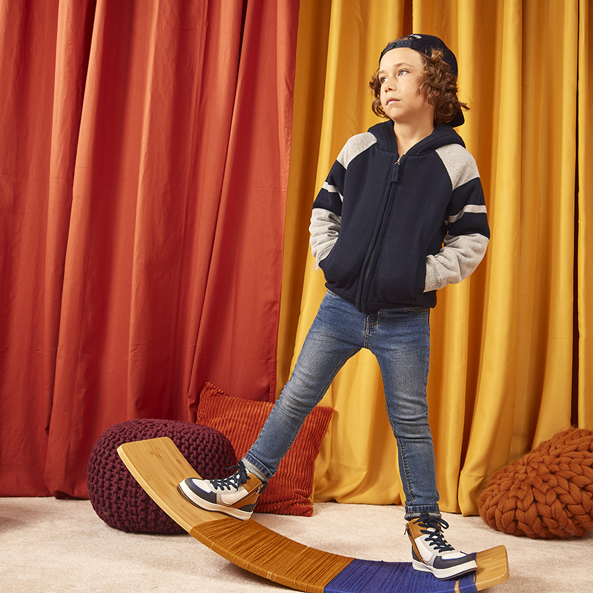 Gilet tricot à capuche doublé sherpa pour garçon 