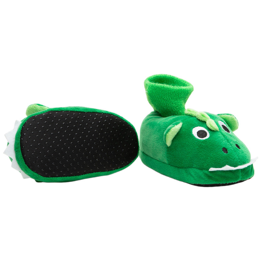 Chaussons peluche dinosaure à détails brodés  