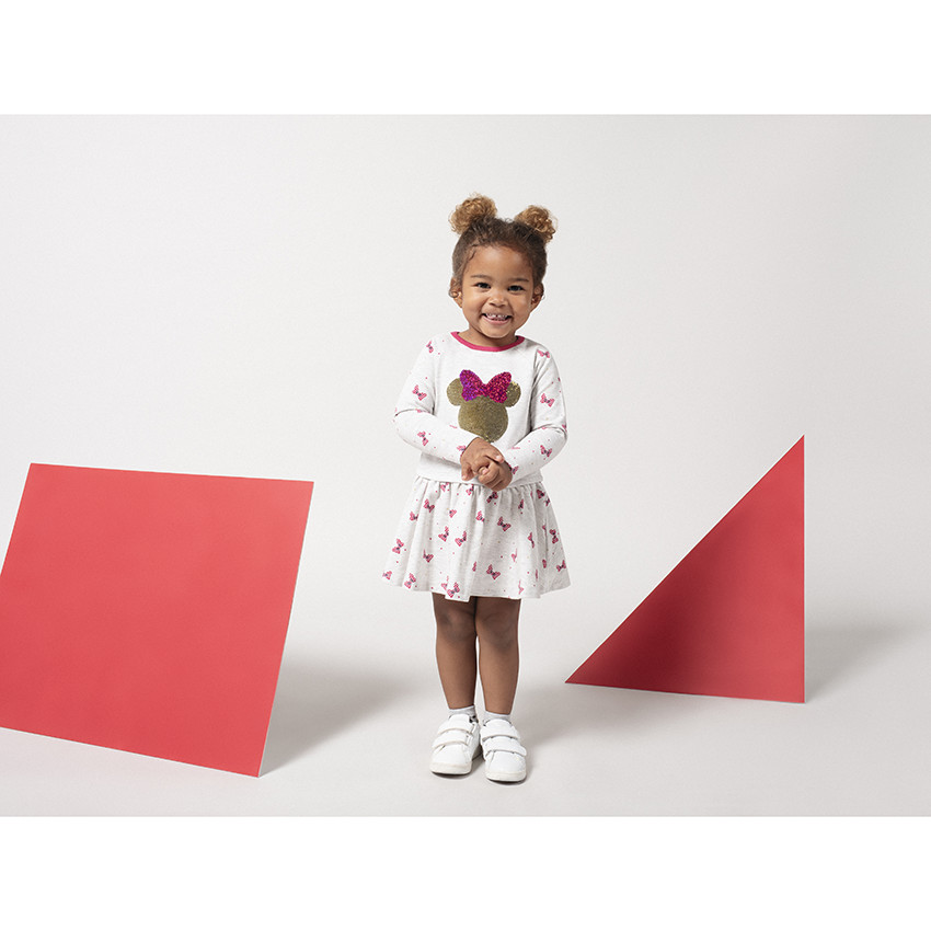 Μακρυμάνικο φόρεμα με τυπωμένα φιογκάκια και μοτίβο Μίνι της Disney από πούλιες 