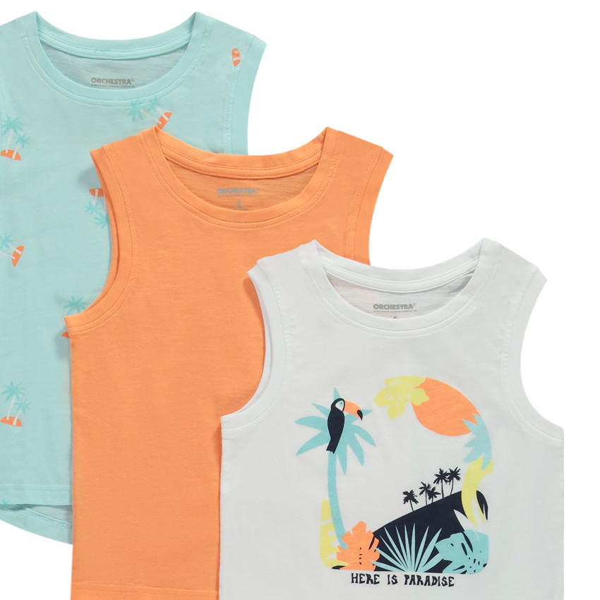 Σετ από 5 αμάνικα μπλουζάκια φαντεζί με εξωτικά σχέδια για αγόρι 