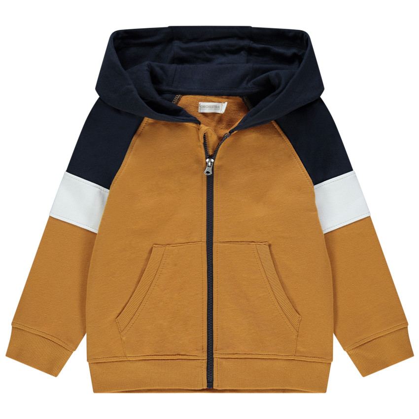 Gilet à capuche en molleton à bandes contrastées  