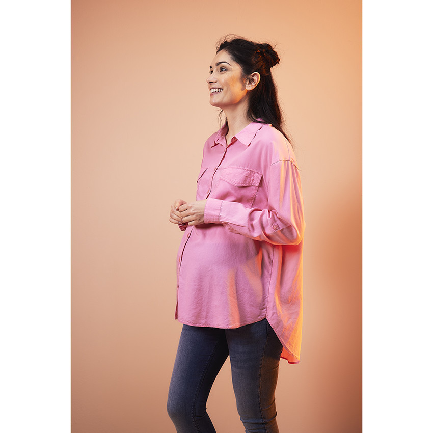 Πουκάμισο εγκυμοσύνης μακρύ και ρευστό από lyocell 