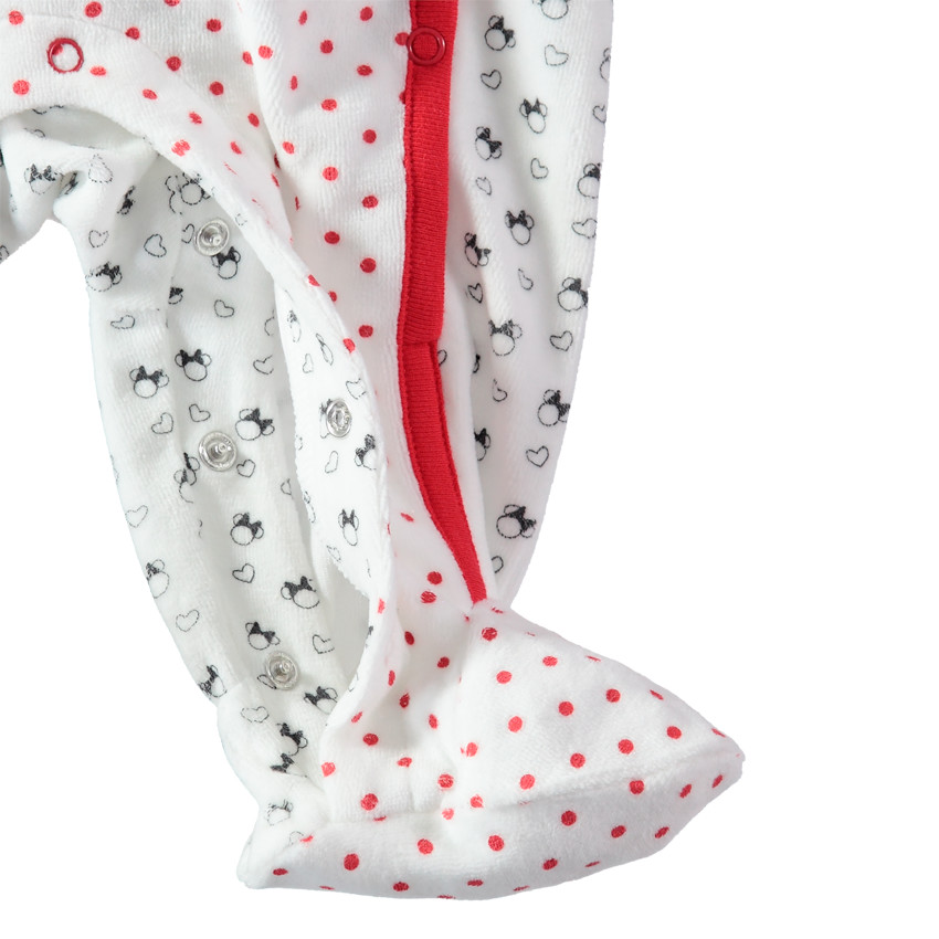 Βελουτέ φορμάκι ύπνου με εμπριμέ μοτίβο σε όλη την επιφάνεια και απλικέ σήμα με τη Μίνι 