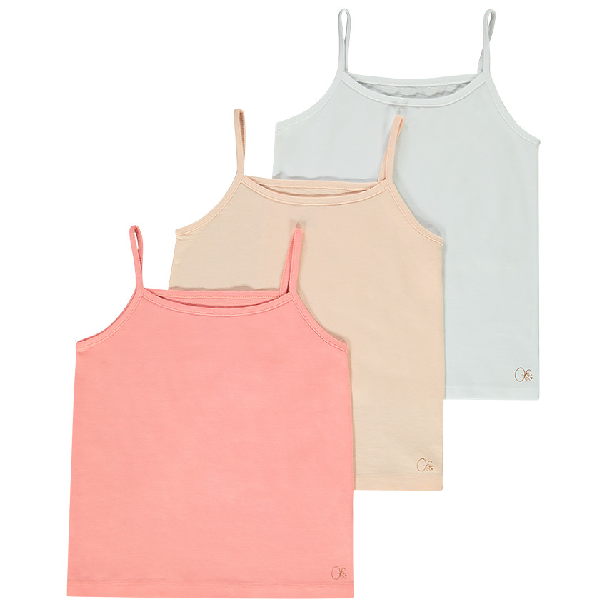 Lot de 3 débardeurs unis à fines bretelles pour enfant fille Main Lot de 3 débardeurs unis à fines bretelles pour enfant fille