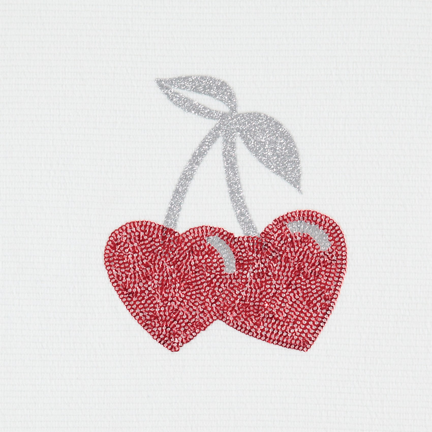 Φούτερ από φανέλα με ανάγλυφη ύφανση και κεράσια με πούλιες 