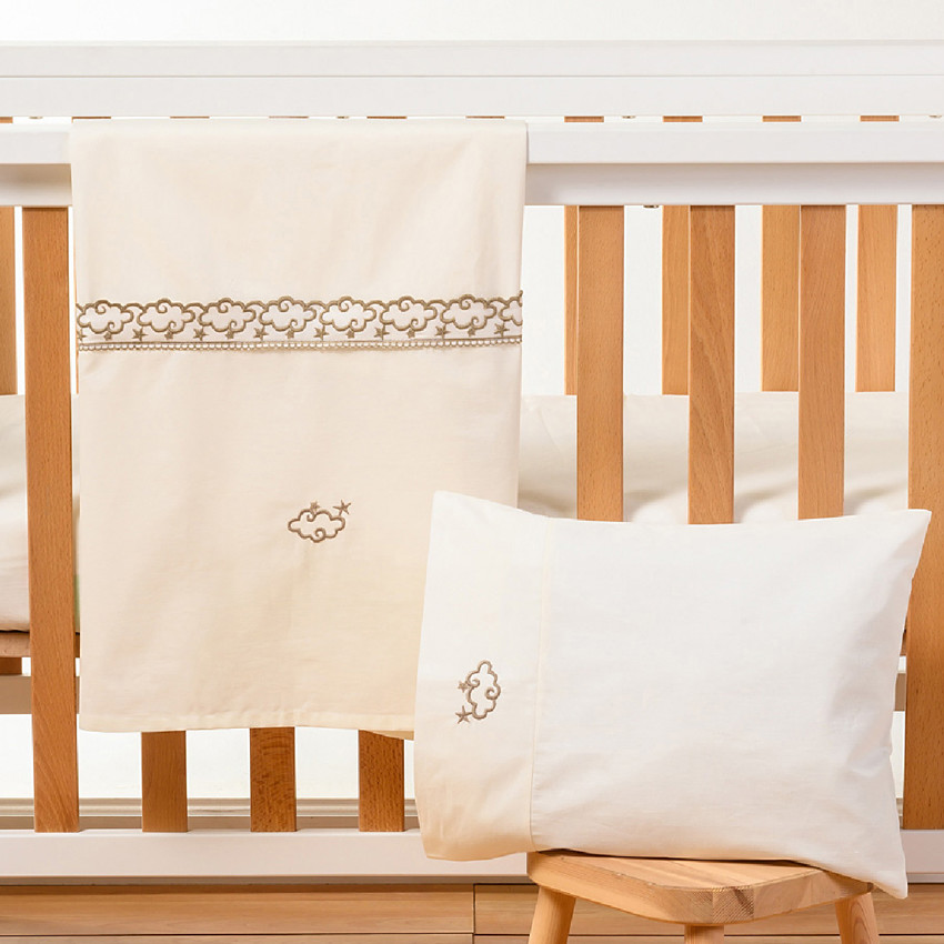 Σετ Σεντόνια 3Τμχ 70*140 Με Κέντημα Cloud Beige 