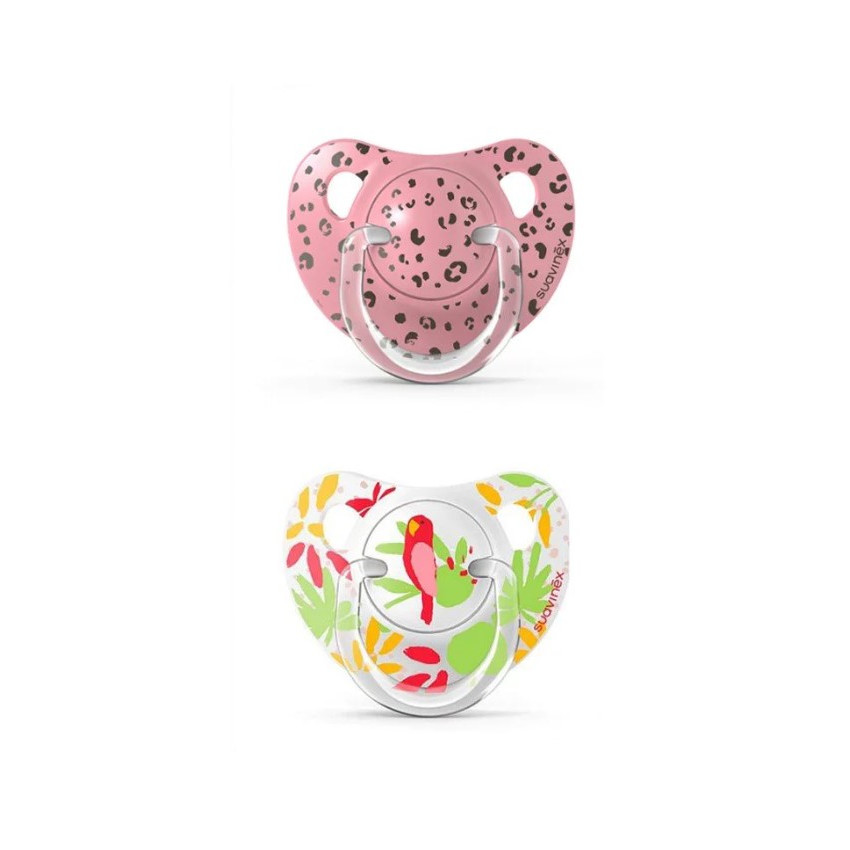 Suavinex Ανατομική Πιπίλα Σιλικόνης Jungle Pink 0-6m 2τμχ 