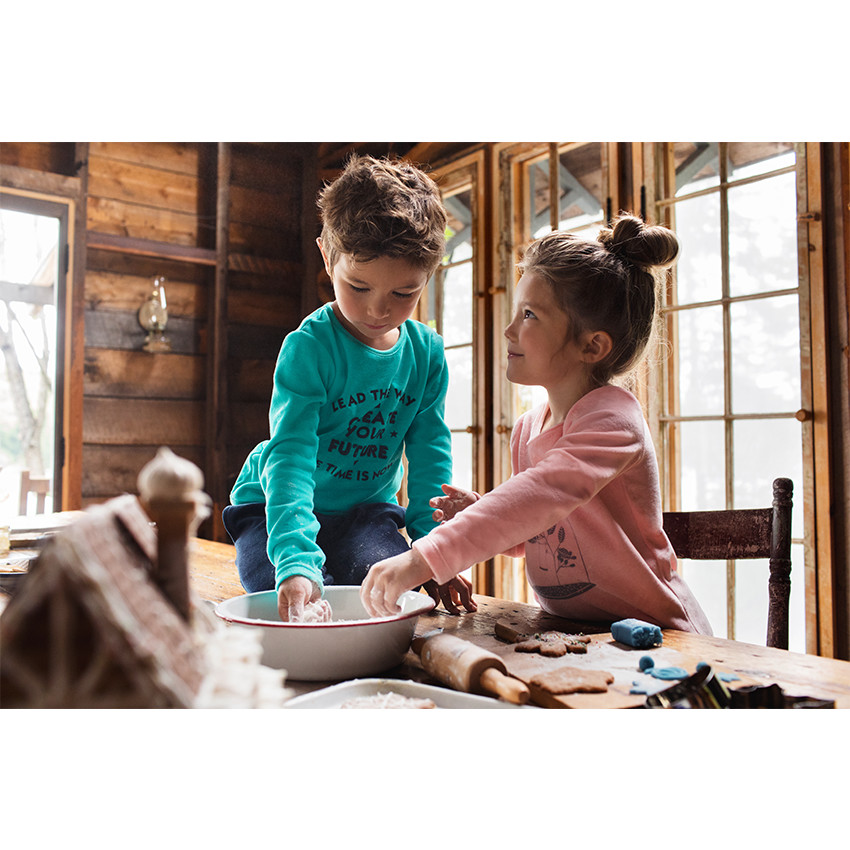 Βελουτέ πιτζάμα με τυπωμένο πουλάκι 