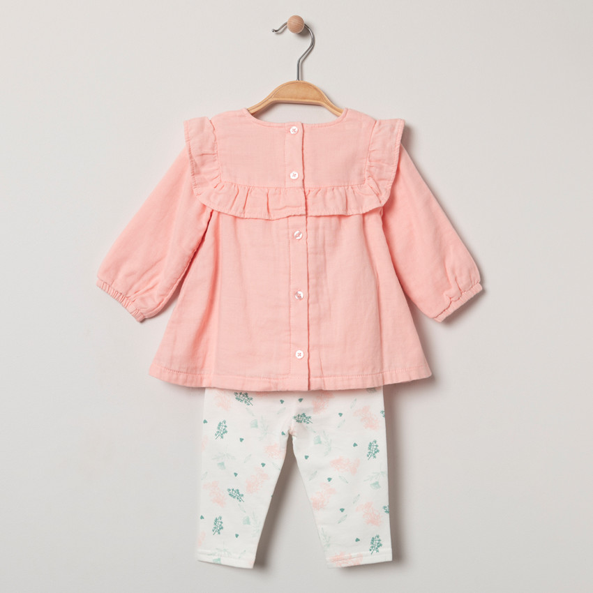 Ensemble tunique rose et legging imprimé 