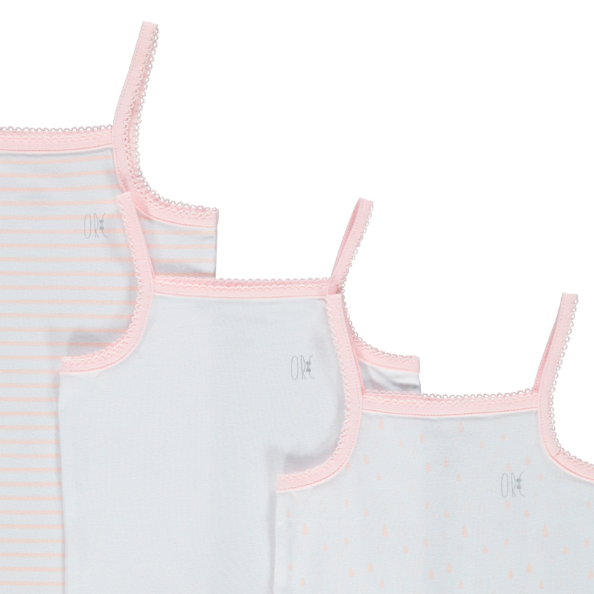 Σετ 3 bodies με λεπτές  τιράντες και τυπωμένο logo / ριγέ  