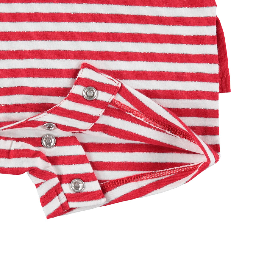 Combi κοντό με ρίγες και τύπωμα Μinnie με glitter   