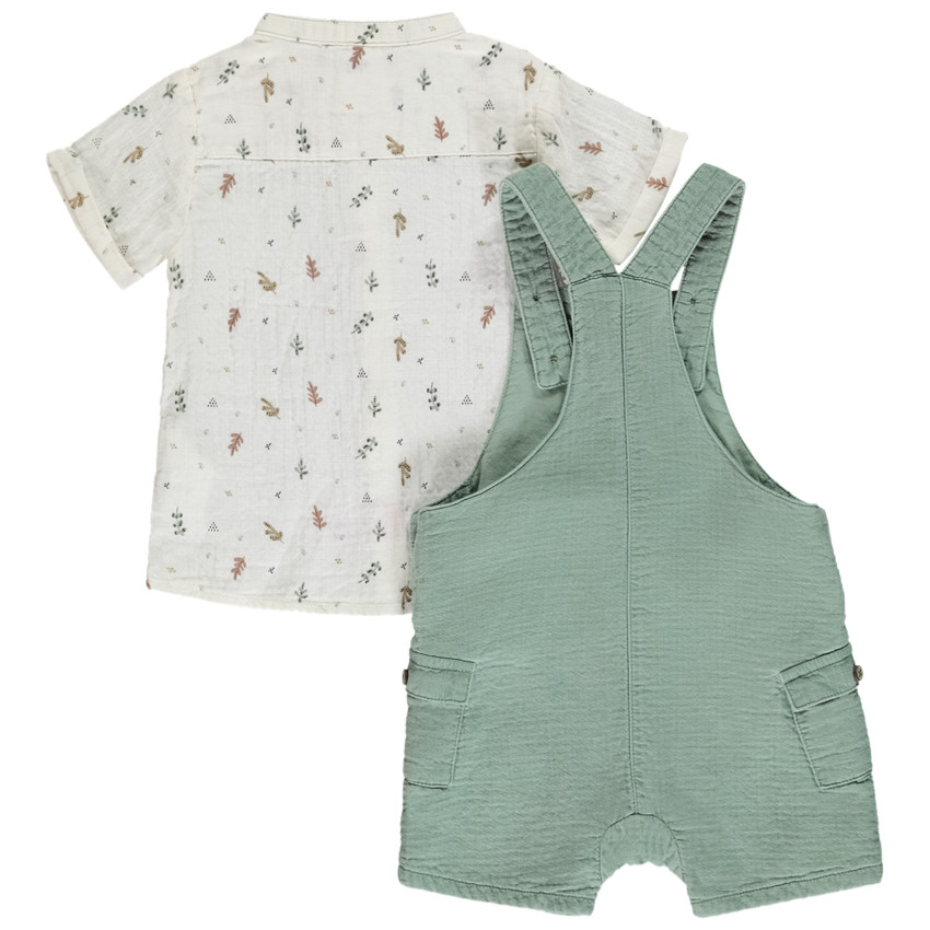 Σετ 2 τμχ. με κεντημένη σαλοπέτα για μωρό αγόρι 