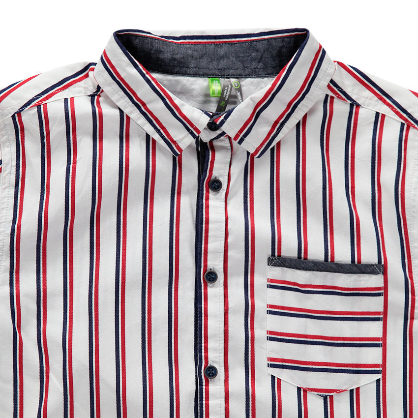 Παιδικά - Κοντομάνικο πουκάμισο με κάθετες ρίγες και τσέπη 