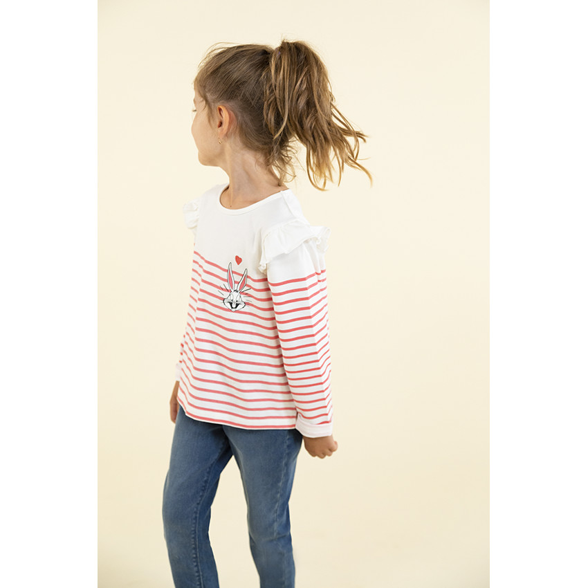T-shirt μακρυμάνικο marinière jersey Bugs Bunny Warner για κορίτσι 