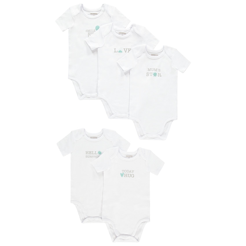 Σετ από 5 bodies κοντομάνικα με μήνυμα 