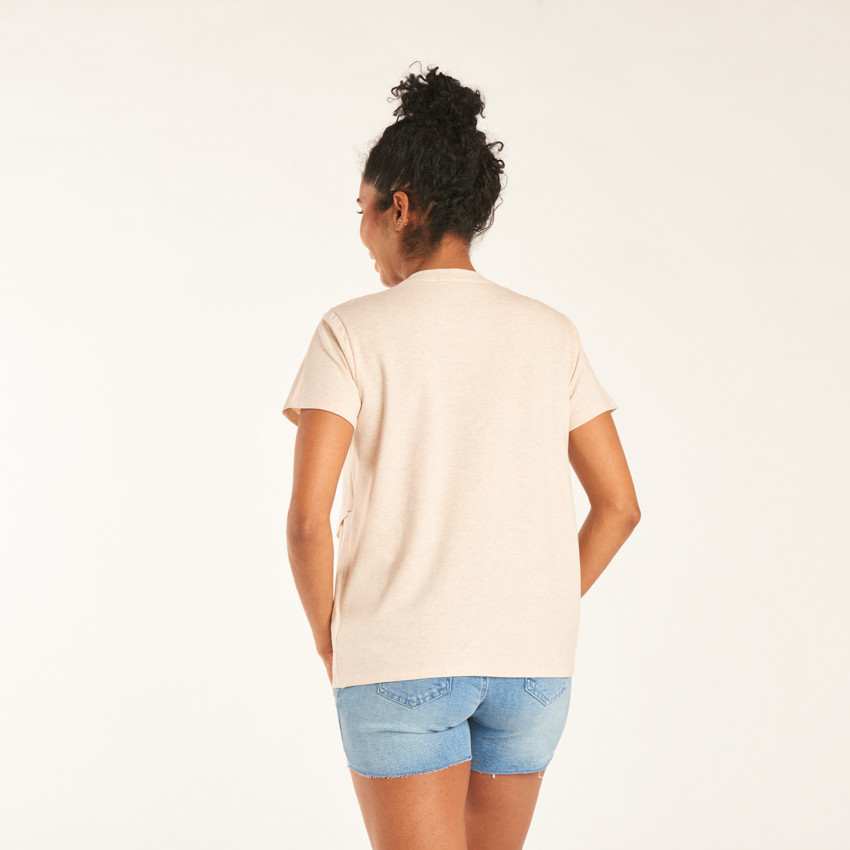 T-shirt με κοντά μανίκια, μονόχρωμο, τύπου πορτοφολιού για θηλασμό 