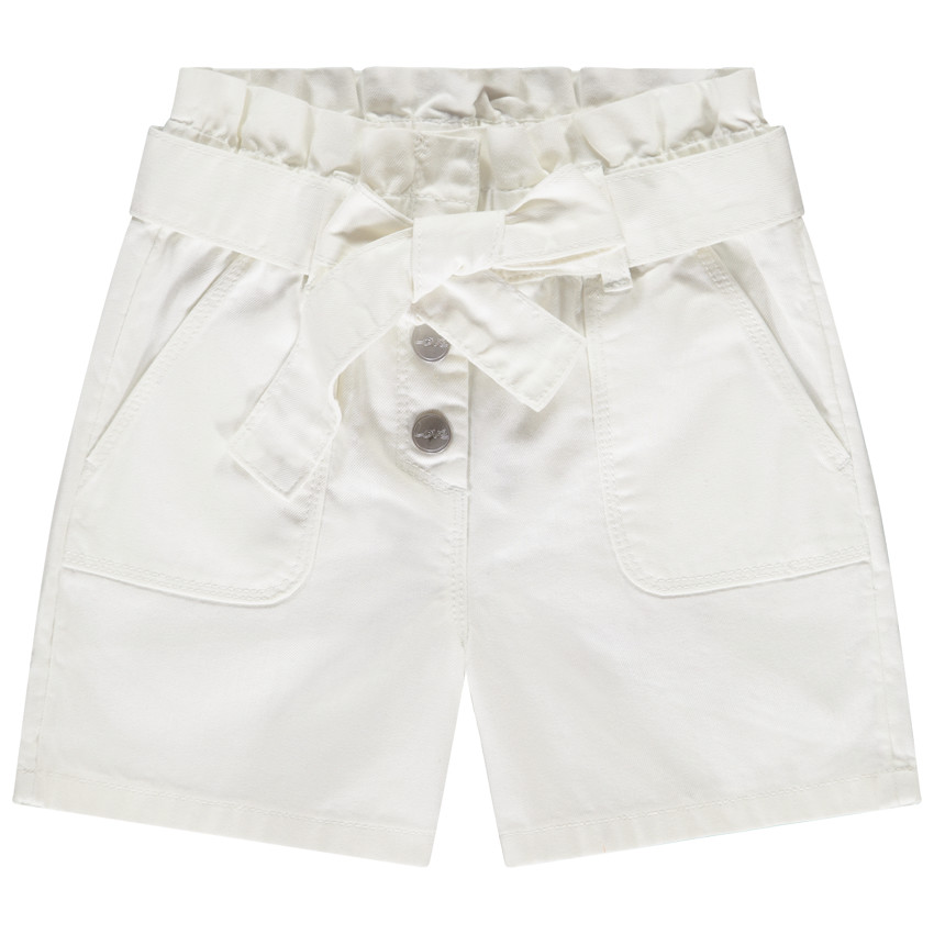 Short paperbag en twill avec ceinture à nouer pour fille 