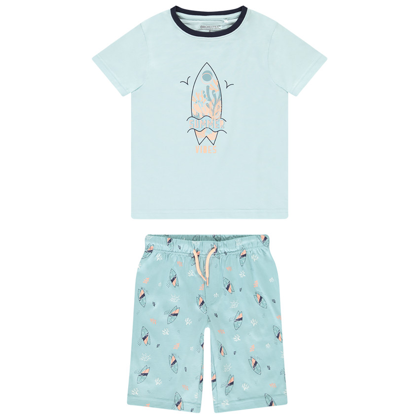 Πιτζάμα 2 τμχ. t-shirt + σορτς φαντασίας surf για αγόρι 