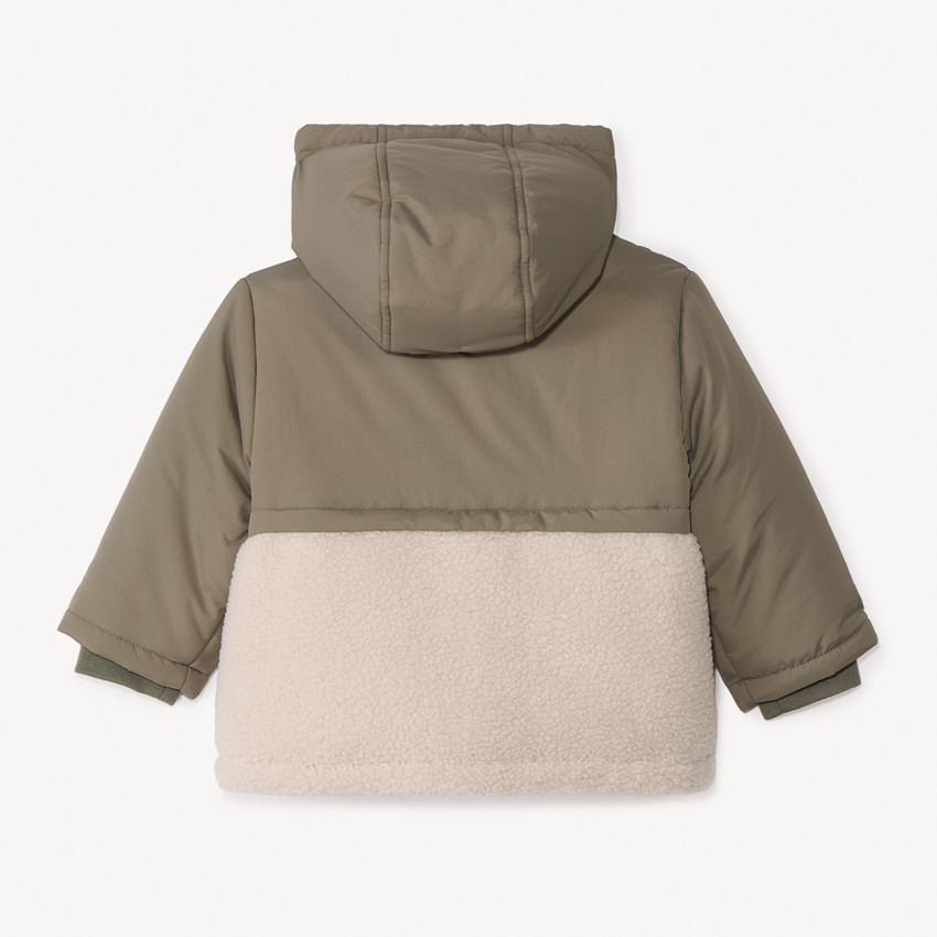 Doudoune bi-matière avec sherpa bouclette pour bébé garçon 