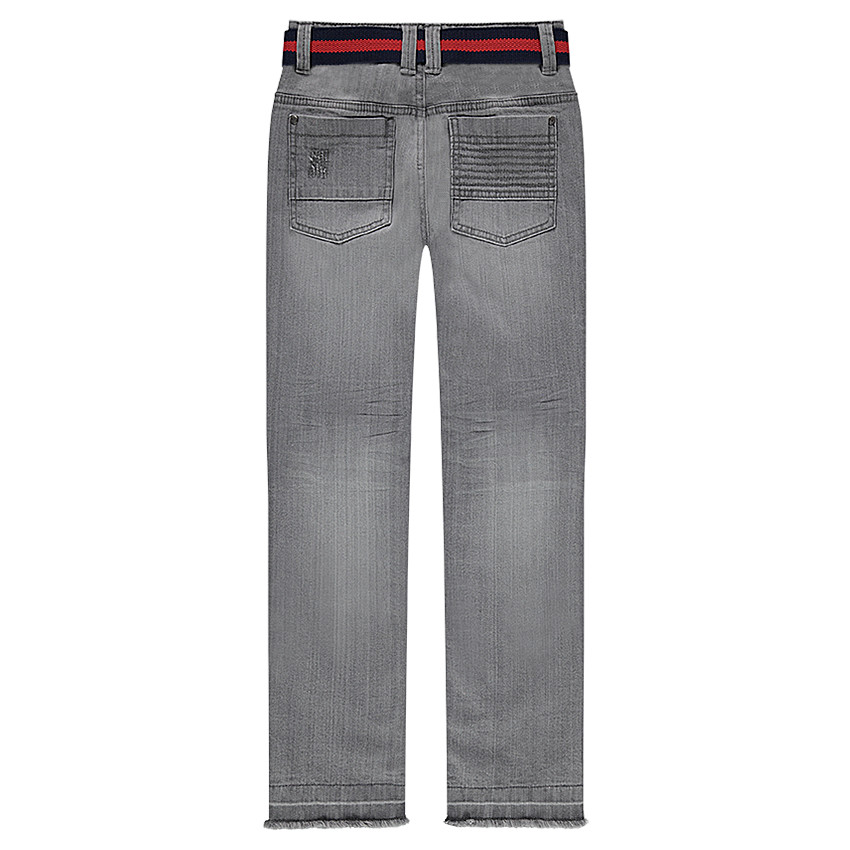 Παιδικά - Τζιν με φθαρμένη και τσαλακωμένη όψη και αφαιρούμενη ζώνη 