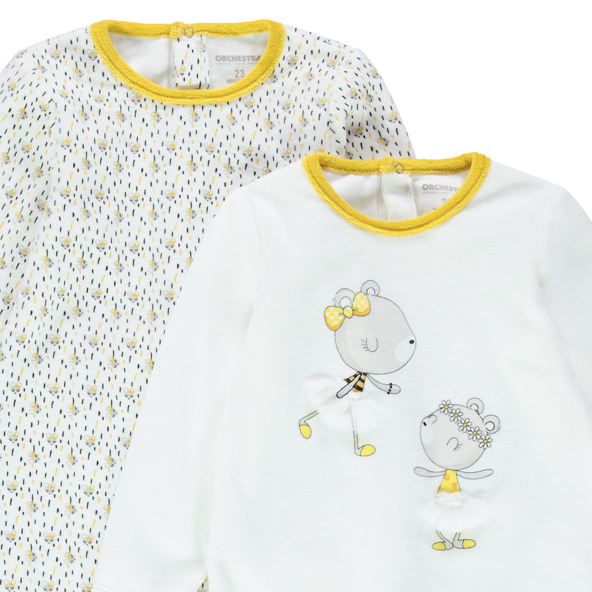 Σετ με 2 φορμάκια ύπνου βελουτέ με μοτίβο με ποντικάκια και κίτρινες νότες 