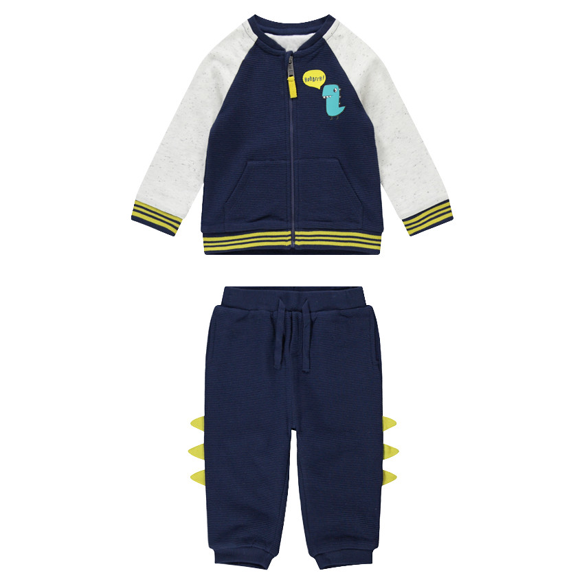 Φόρμα από φανέλα με στάμπα δεινόσαυρο και ανάγλυφο λοφίο 