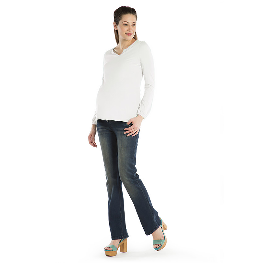 Jeans de grossesse coupe bootcut avec empiècements effet used 