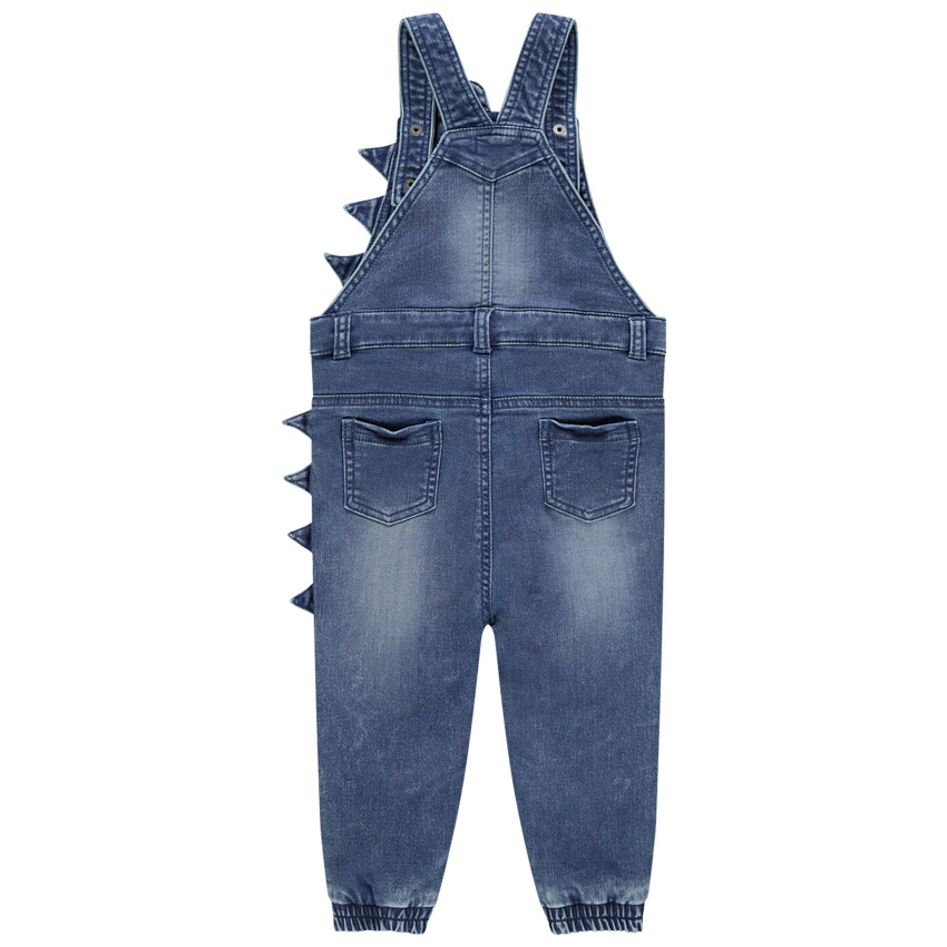 Salopette en jean effet used détails brodés crocodile 