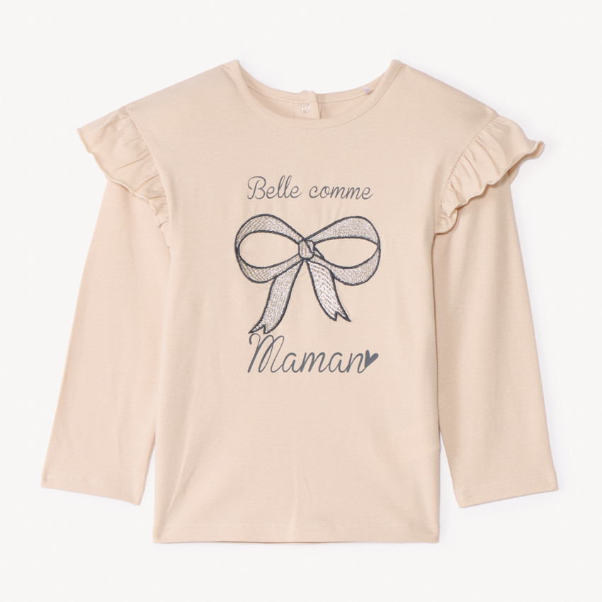 T-shirt manches longues à broderie dorée pour bébé fille 