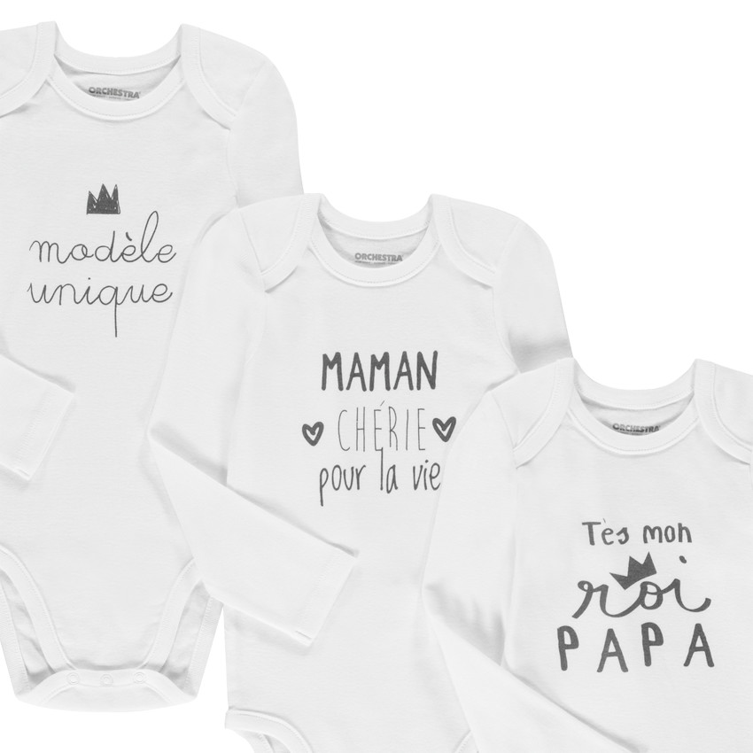 Lot de 7 bodies manches longues en coton pour bébé fille Main Lot de 7 bodies manches longues en coton pour bébé fille