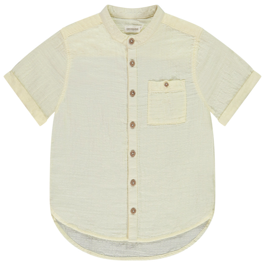 Πουκάμισο κοντομάνικο μονόχρωμο σε tetra για αγόρι 