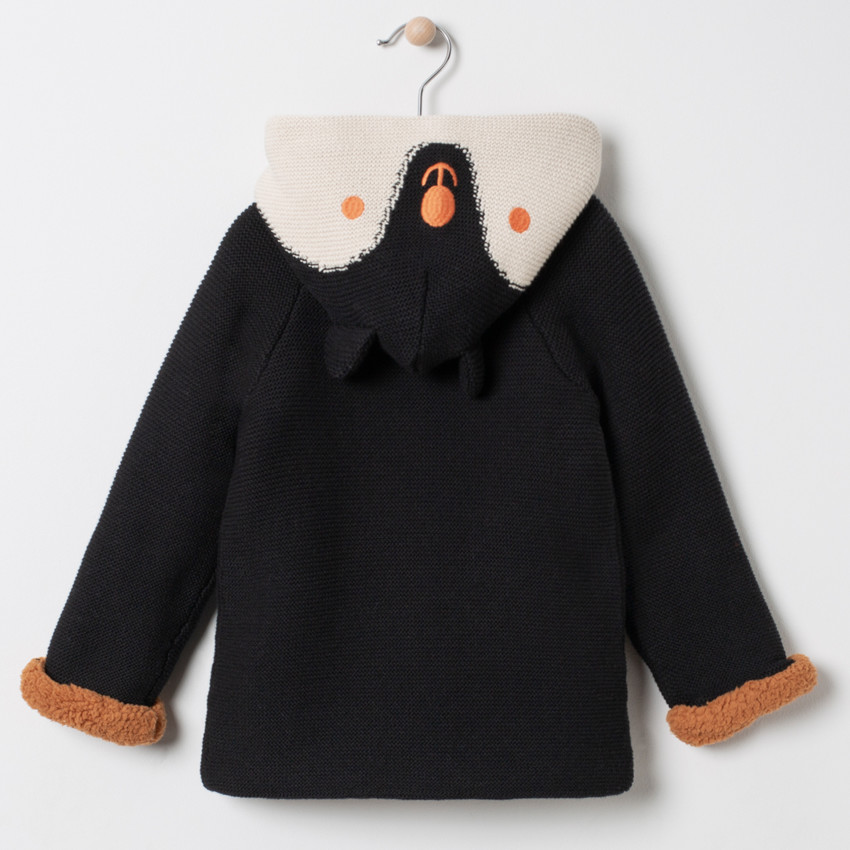 Veste en maille doublée sherpa à détails brodés et oreilles en relief 