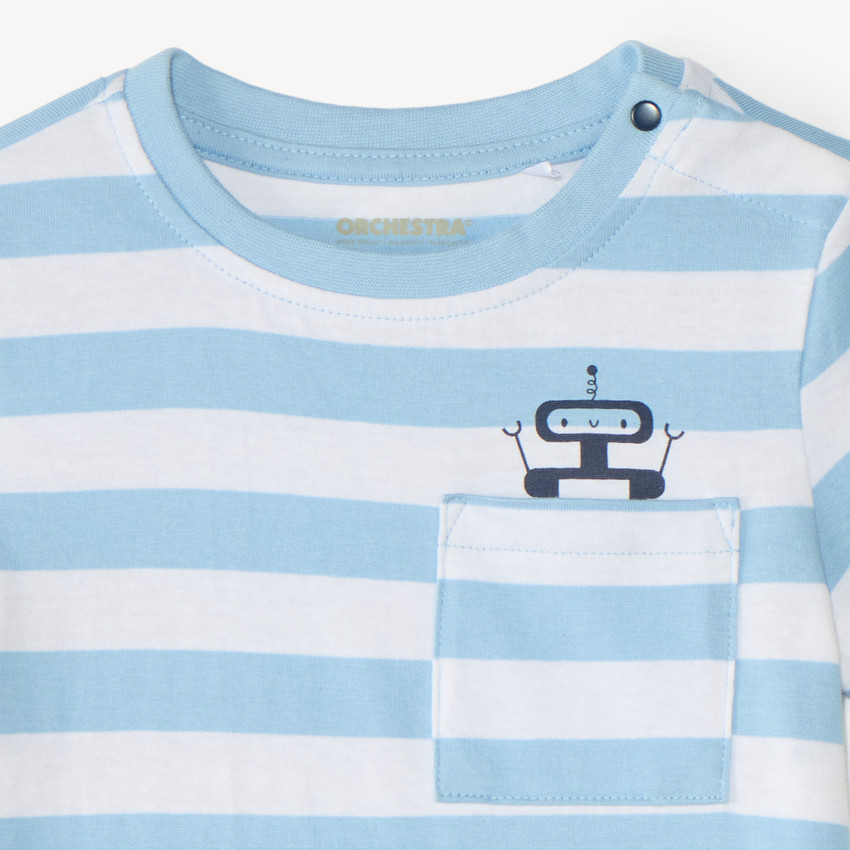 T-shirt rayé imprimé robot pour garçon bébé 