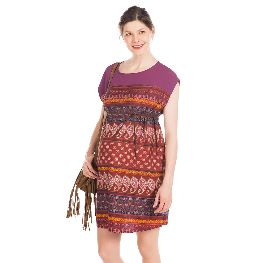 Robe manches courtes imprimée cachemire 