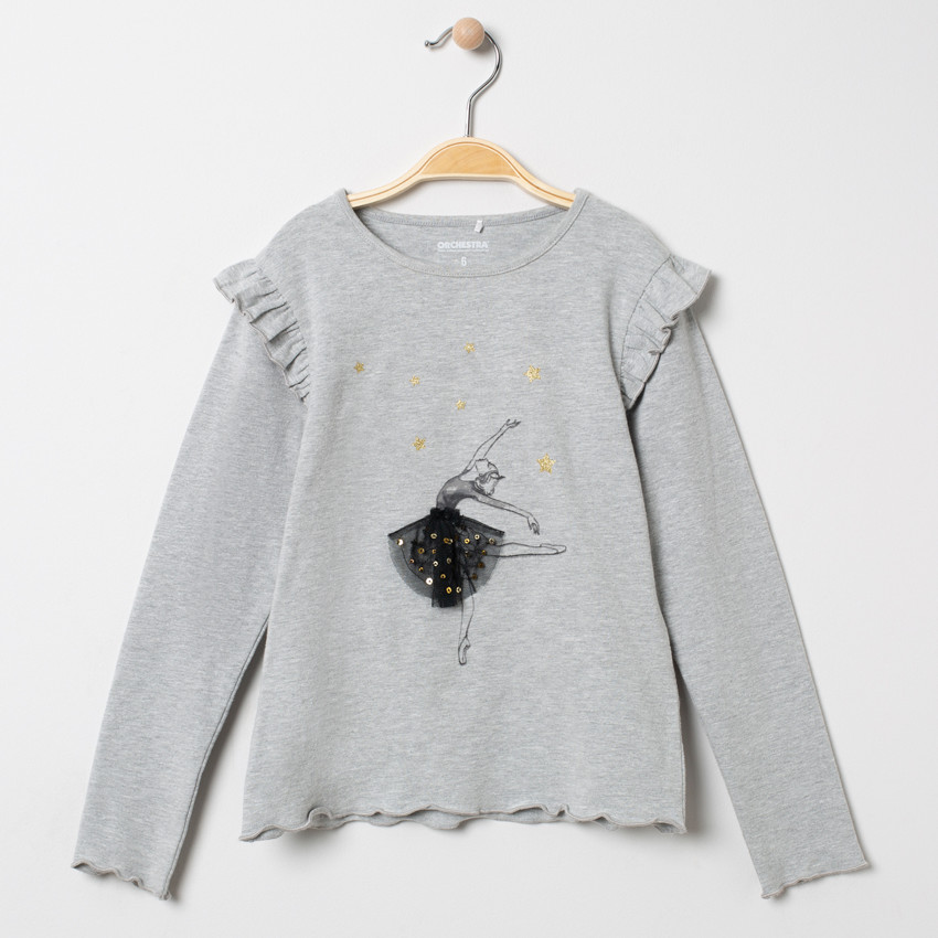 T-shirt μακρυμάνικο σχέδιο Χορεύτρια και  λεπτομέρειες χρυσαφί 