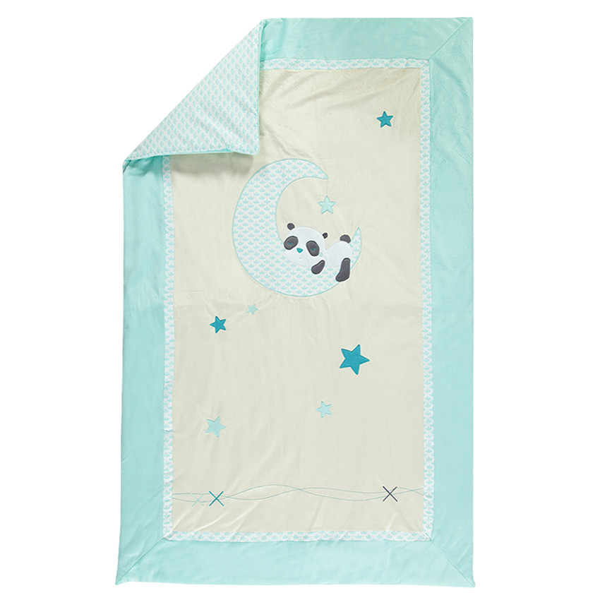 Edredon en velours et popeline avec panda brodé  Additional Edredon en velours et popeline avec panda brodé