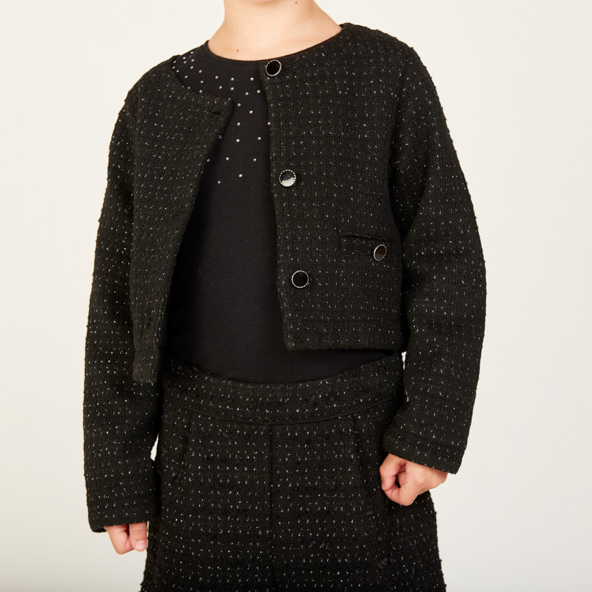 Veste tailleur scintillante en maille fantaisie pour fille 