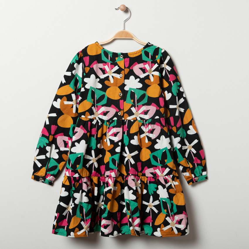 Φόρεμα μακρυμάνικο με σχέδιο λουλούδια για κορίτσι 